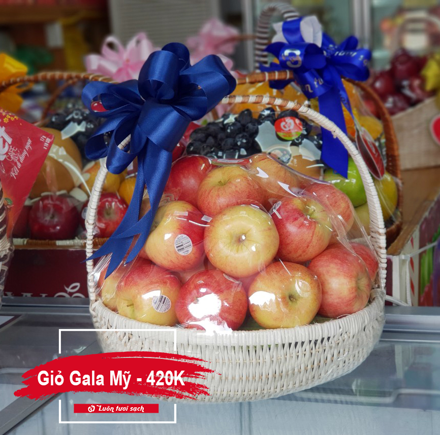 Giỏ táo gala Mỹ (Giỏ trắng tròn)